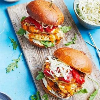 Charred halloumi and grain salad